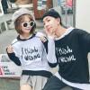 6623 couple hooded black and white splicing letters printing sweatshirt