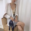 1149 loose contract color long sleeve sunscreen knitted jacket