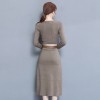 7118 Temperament V-neck knitted long dress