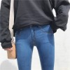 B85 holes high elastic pencil jeans