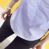 076 v neck classic vertical stripes comfortable shirt