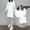 556 loose hooded fake two piece long sweatshirt