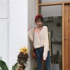 1149 loose contract color long sleeve sunscreen knitted jacket