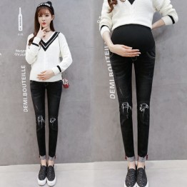 122 Pregnant women cotton denim pants