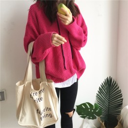 882 autumn and winter lazy syle drawstring hooded sweater