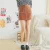 825 pockets white side deer leather high waist A-line skirt