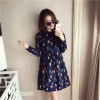 3287 long sleeve shirt collar print pregnant women dress