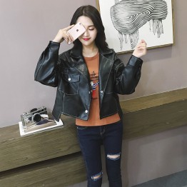 9946B slim handsome personality leather jacket