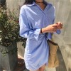 162 Fashion College style slim waist shirt dress