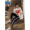 1300 CHIC high waist white bar leisure solid color casual pants