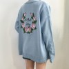 1082 back big embroidery flowers sweater cardigan