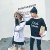 6623 couple hooded black and white splicing letters printing sweatshirt