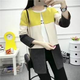 632 round neck color mathcing wool jacket