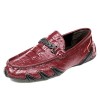 07585 crocodile pattern thick soft bottom leather men's shoes