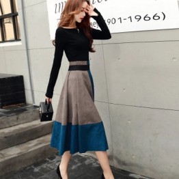 6651 fashionable autumn t-shirt with temperament chic skirt