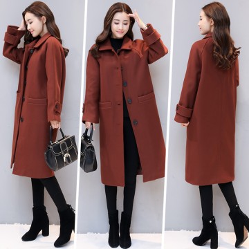 9055 Korean fashion thick wool long jacket