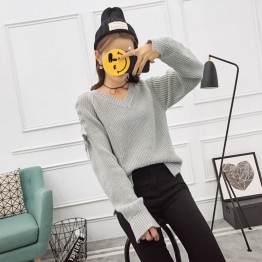 5542 fashion pullover lacing sleeve sweater