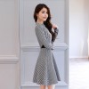 2619 high-collar slim printing dress