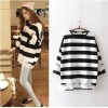 001 breast-feeding stripes large size lace T-shirt