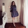 3287 long sleeve shirt collar print pregnant women dress