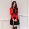 2617 Contract color slim dress with little jacket