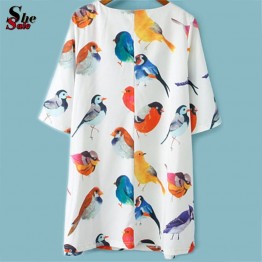 8825 Euramerica birds print dress