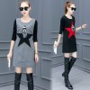 262 knitted long sleeve round neck woolen dress