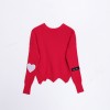 258 women's round neck irregular love embroidery short sweater