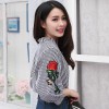 1110 embroidered roses stripes shirt