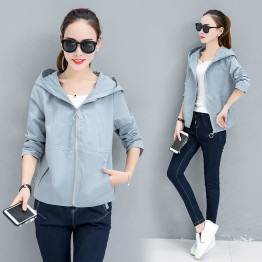 869 spring and autumn loose short hooded wind coat