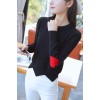 258 women's round neck irregular love embroidery short sweater