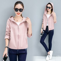 869 spring and autumn loose short hooded wind coat