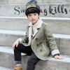 7301 Winter children's trend deerskin leather lapel warm jacket 