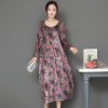 A076 velvet printing fashion loose dress