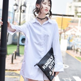 8699 oversize summer long sleeve long shirt with belt