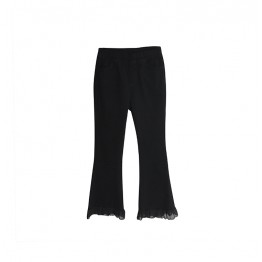 0090 chiffon splicing stretch boot cut pants