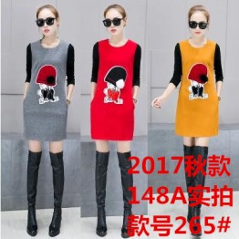 265 woolen knitting sleeve splicing dress