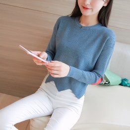 258 women's round neck irregular love embroidery short sweater