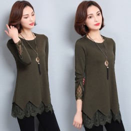 301 women's trendy lace bottom shirt