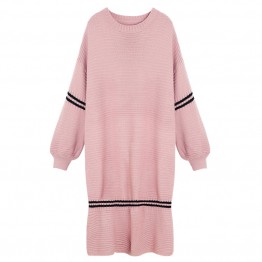 3502 Korean fashion sweet and lovely round neck knitted dress