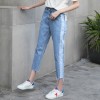 116 high waist straight splicing jeans