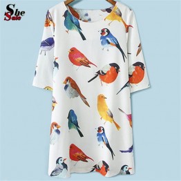 8825 Euramerica birds print dress