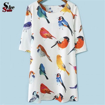 8825 Euramerica birds print dress