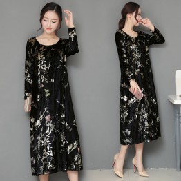 A076 velvet printing fashion loose dress