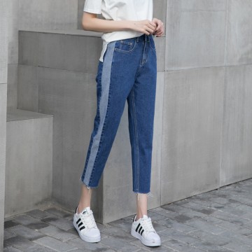 116 high waist straight splicing jeans