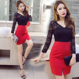 7099 slim sexy ladies lace splicing tight hip dress