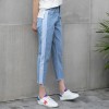 116 high waist straight splicing jeans