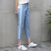 116 high waist straight splicing jeans