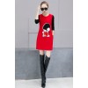 265 woolen knitting sleeve splicing dress