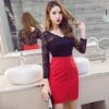 7099 slim sexy ladies lace splicing tight hip dress